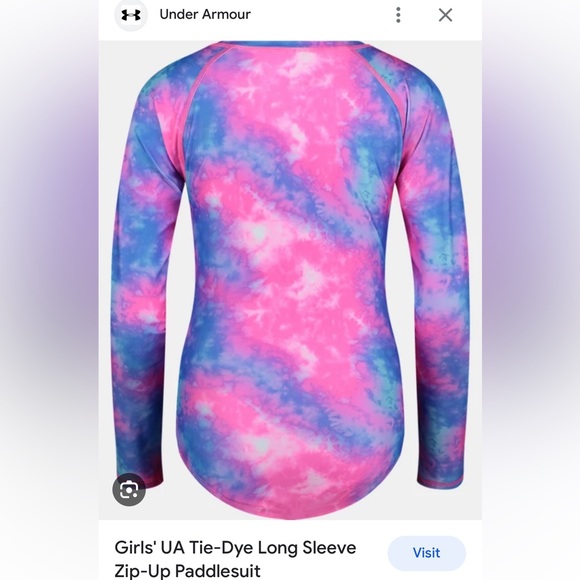 UNDER ARMOUR / Long Sleeve , TieDye 💗💙, Zip Front , Swim / Paddlesuit/ Leotard - Picture 6 of 8